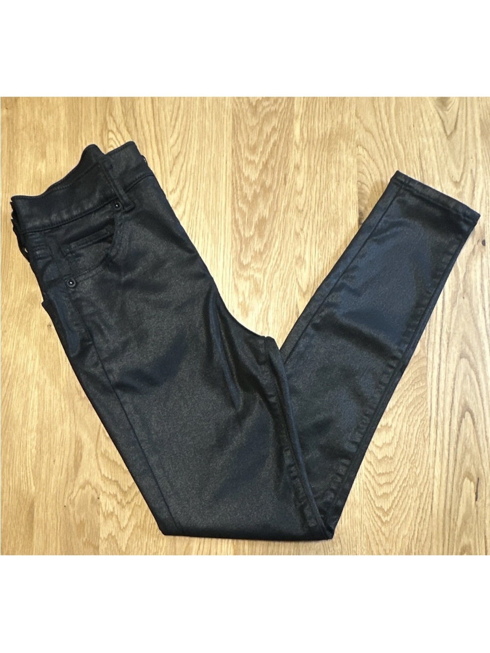 Express Womens Black Coated Skinny High Rise Stretch Denim Button Fly 00R